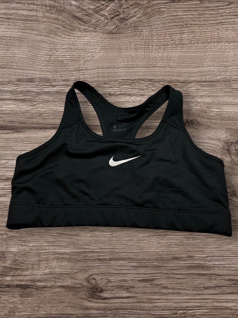 Nike Dri-FIT Swoosh Medium Support Racerback Sports Bra Black Women’s Size L